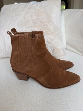 Faryl Women's Brown Suede Ankle Boots - Stylish Chelsea Heel
